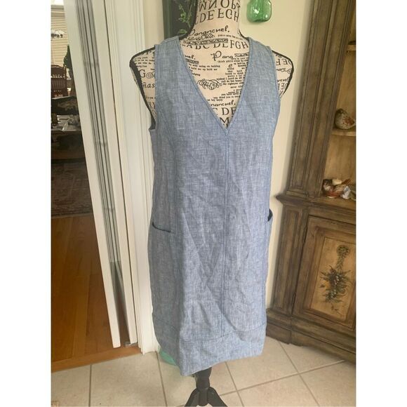 LOFT woven chambray linen sheath dress - Picture 1 of 12